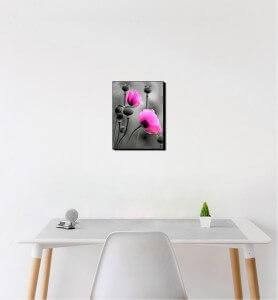 Petit Tableau Fleurs de pavot rose monochrome