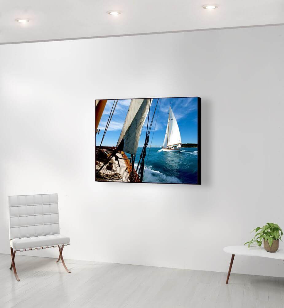 Déco marine métal bateaux voiliers gris bleu azur : fresque métallique
