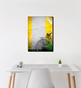 Moyen Tableau Bicyclette verte noir et blanc