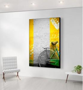 Grand Tableau Bicyclette verte noir et blanc