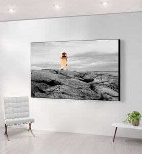 Grand Tableau Phare de Nouvelle-Ecosse noir et blanc