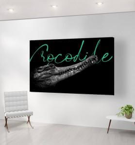grand tableau noir et blanc crocodile