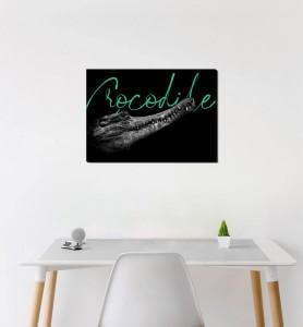 petit tableau noir et blanc crocodile