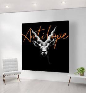 Grand Tableau d'une antilope noir et blanc