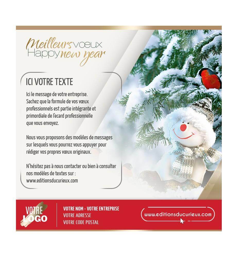 Carte virtuelle Noël bonhomme de neige.