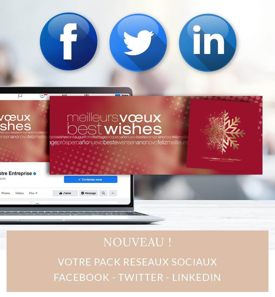 Vœux  sur Facebook, LinkedIn et Twitter