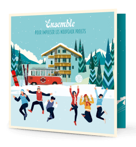 Carte de vœux Noël à la montagne.