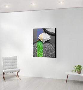 Moyen Tableau décoration Fleur de nénuphar noir et blanc