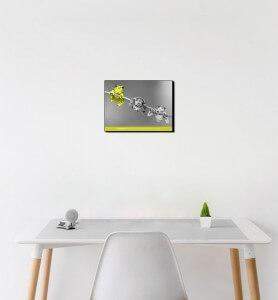 Petit Tableau décoration Grenouille jaune noir et blanc